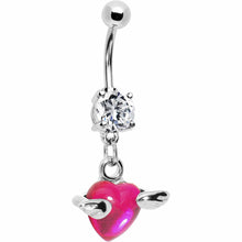 Load image into Gallery viewer, Winged Pink Heart Belly Ring
