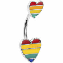 Load image into Gallery viewer, Double Rainbow Heart Belly Ring
