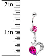 Load image into Gallery viewer, Pink Gem Half Hearted Heart Belly Ring
