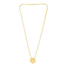 Load image into Gallery viewer, 14k Yellow Gold High Polish Circle Disc Paperclip Link Necklace
