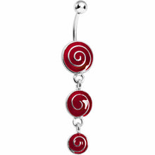 Load image into Gallery viewer, Red Lollipop Triple Swirl Belly Ring
