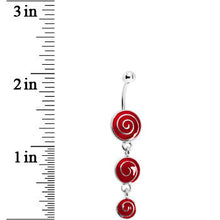 Load image into Gallery viewer, Red Lollipop Triple Swirl Belly Ring
