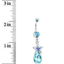 Load image into Gallery viewer, Aqua Gem Exotic Flower Teardrop Belly Ring

