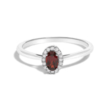 Load image into Gallery viewer, 10K White Gold 5X3MM Oval Purple Amethyst and Diamond Accent Halo Ring (I-J Color, I1-I2 Clarity) - Ring Size 6.5

