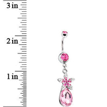 Load image into Gallery viewer, Pink Gem Exotic Flower Teardrop Belly Ring
