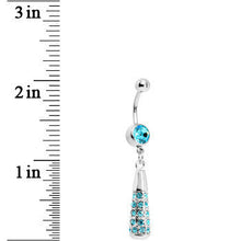 Load image into Gallery viewer, Aqua Gem Paved Drop Dangle Belly Ring
