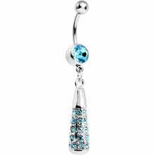 Load image into Gallery viewer, Aqua Gem Paved Drop Dangle Belly Ring
