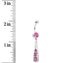 Load image into Gallery viewer, Pink Gem Paved Drop Dangle Belly Ring
