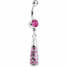 Load image into Gallery viewer, Pink Gem Paved Drop Dangle Belly Ring
