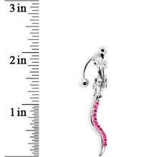 Load image into Gallery viewer, Top Mount Pink Gem Tail Lizard Belly Ring
