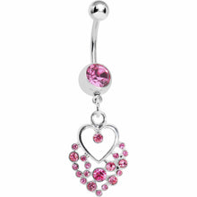 Load image into Gallery viewer, Dazzling Pink Embellished Heart Dangle Belly Ring
