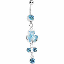 Load image into Gallery viewer, Floral Allure Blue Gem Dangle Belly Ring
