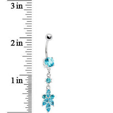 Load image into Gallery viewer, Blue Heart of Palm Flower Dangle Belly Ring

