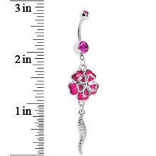 Load image into Gallery viewer, Pink Morning Glory Flower Dangle Belly Ring
