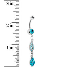 Load image into Gallery viewer, Blue Gem Leaf Teardrop Chain Dangle Belly Ring
