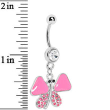 Load image into Gallery viewer, Pink Enamel Jeweled Butterfly Dangle Belly Ring
