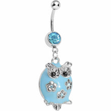 Load image into Gallery viewer, Pretty Blue Whimsical Owl Belly Ring
