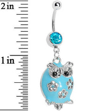 Load image into Gallery viewer, Pretty Blue Whimsical Owl Belly Ring
