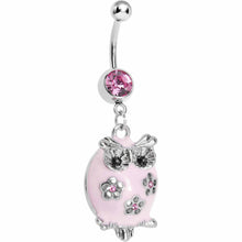 Load image into Gallery viewer, Pretty Pink Whimsical Owl Belly Ring
