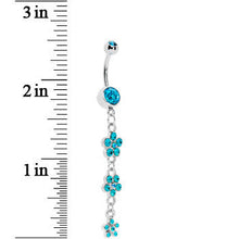 Load image into Gallery viewer, Blue Three Flower Radiance Drop Belly Ring
