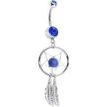 Load image into Gallery viewer, Blue Native American Dreamcatcher Belly Ring
