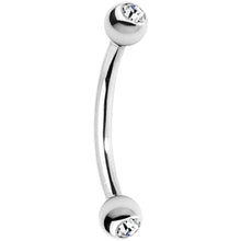 Load image into Gallery viewer, 16G 3/8 Clear Gem Internally Threaded Eyebrow Ring
