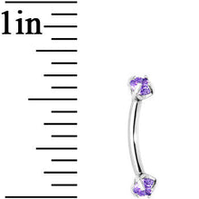 Load image into Gallery viewer, Tanzanite Purple Prong Set Gem Internally Threaded Eyebrow Ring
