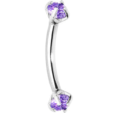 Load image into Gallery viewer, Tanzanite Purple Prong Set Gem Internally Threaded Eyebrow Ring
