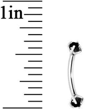 Load image into Gallery viewer, Black Prong Set Gem Internally Threaded Eyebrow Ring
