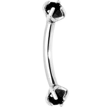 Load image into Gallery viewer, Black Prong Set Gem Internally Threaded Eyebrow Ring
