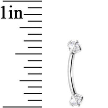 Load image into Gallery viewer, Clear Prong Set Gem Internally Threaded Eyebrow Ring
