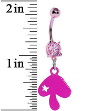 Load image into Gallery viewer, Pink Gem Mushroom Dangle Belly Ring
