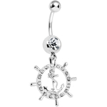 Load image into Gallery viewer, Crystalline Gem Ship Wheel and Anchor Belly Ring
