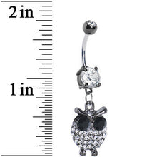 Load image into Gallery viewer, Clear Gem Paved Owl Dangle Belly Ring
