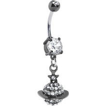 Load image into Gallery viewer, Clear Gem Saturn Planet Dangle Belly Ring
