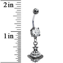 Load image into Gallery viewer, Clear Gem Saturn Planet Dangle Belly Ring
