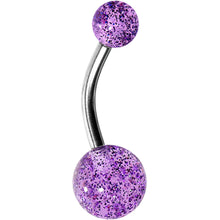 Load image into Gallery viewer, Grade 23 Solid Titanium Purple Glitter Acrylic Belly Ring
