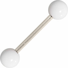 Load image into Gallery viewer, Grade 23 Solid Titanium Flat White Acrylic Barbell Tongue Ring
