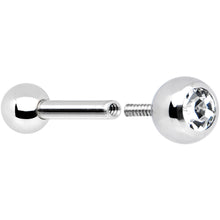Load image into Gallery viewer, 16G 1/4 Stainless Steel Internally Threaded CZ Barbell

