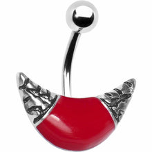 Load image into Gallery viewer, Red Shine Devilish Crescent Belly Ring
