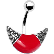 Load image into Gallery viewer, Red Shine Devilish Crescent Belly Ring
