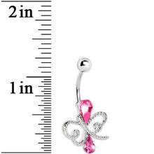 Load image into Gallery viewer, Pink Gem Teardrop Inversion Butterfly Belly Ring
