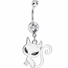Load image into Gallery viewer, Crystalline Gem Swirly Kitty Cat Belly Ring
