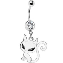 Load image into Gallery viewer, Crystalline Gem Swirly Kitty Cat Belly Ring
