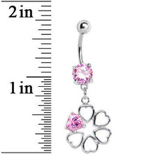 Load image into Gallery viewer, Pink Gem Circle of Hearts Belly Ring

