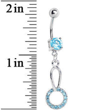 Load image into Gallery viewer, Aqua Gem Paved Circular Loop Belly Ring
