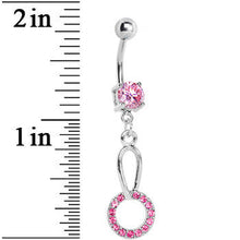 Load image into Gallery viewer, Pink Gem Paved Circular Loop Belly Ring
