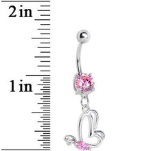 Load image into Gallery viewer, Pink Gem Hollow Wing Butterfly Belly Ring
