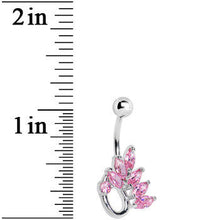 Load image into Gallery viewer, Pink Gem Floral Loop Belly Ring
