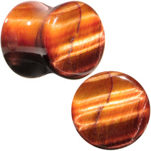 Load image into Gallery viewer, 7/16 Red Tiger Eye Natural Stone Plug Set
